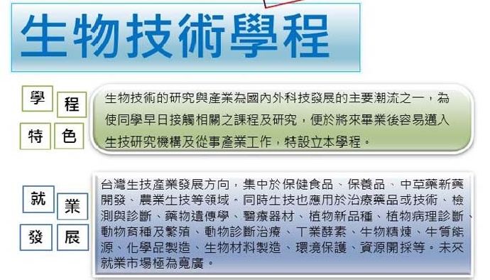 1082東海大學農學院『生物技術學程』修讀公告